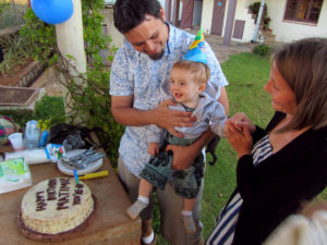 Matimu’s first birthday party! We had a good handful of friends from Antsirabe, plus Lora’s visiting sister, Heather, join us to celebrate Matimu. And Matimu loved it! Especially when everyone stood around singing him happy birthday (when this picture was taken), he was just thrilled! He’s growing up fast and he’s such a great kid!