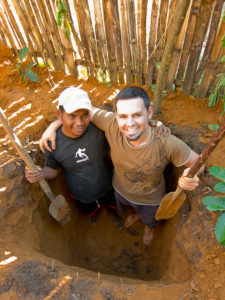 In the hole me and Toky dug for our pit toilet behind our house in the village. Obviously we used it, but it's also supposed to serve as an example for the rest of the village.