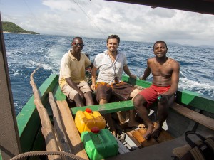 Me and our two boat drivers on our trip from Diego to Nosy Mitsio.