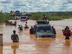 One of Madagascar’s national highways during the rainy season in January – you can be sure more than a few vehicles and pieces of luggage were damaged crossing this flooded highway!