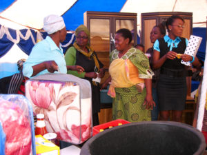 Giving gifts at a women's society function