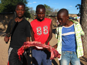 boys with rib meat of hippo