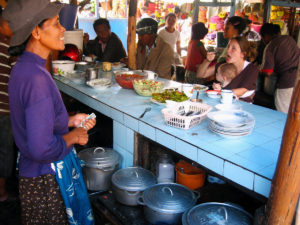 A typical "hotely gasy" in the middle of the market in town. It's the Malagasy equivalent of a diner. They sell good, cheap food and there are always plenty of Malagasy people around!