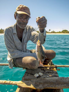 One of the small fish we often catch from Papan'mwana's canoe. This one isn't a "won't grow", but it's about the same size as them.