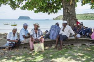 A bunch of the men after a funeral for a headman in southern Nosy Mitsio, waiting to sail back to our villages in northern Nosy Mitsio.
